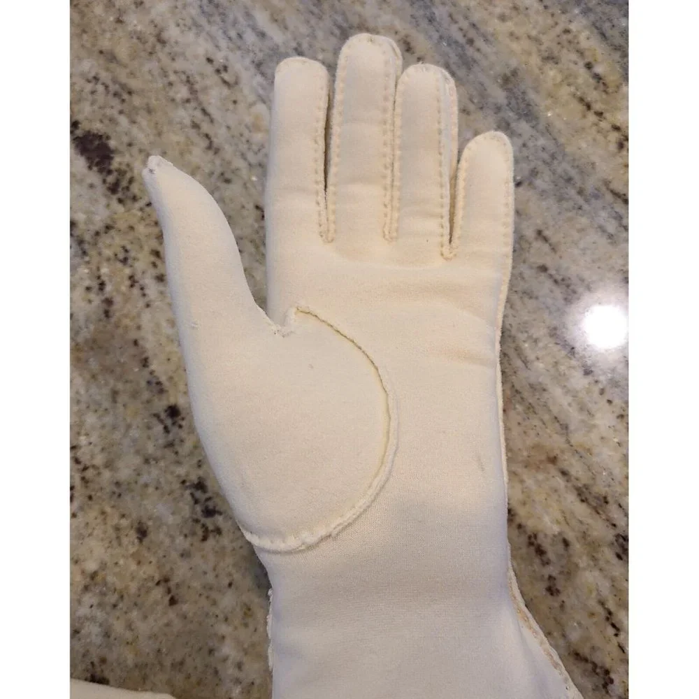 Vintage Size M Yellow Stretch Formal Cotton Gloves 9
